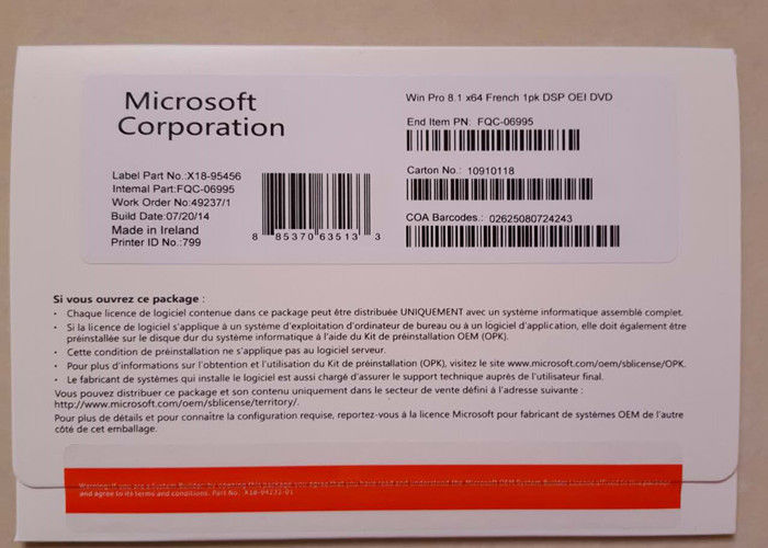 Genuine Win 8.1 Pro Product Key , Microsoft Windows 8.1 Pro Pack OEM / Retail